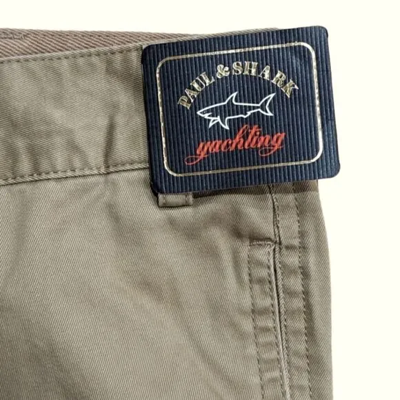 Paul & Shark Yachting Summer Chinos Cotton Pleated Trouser Khaki Tan Mens 44 NWT